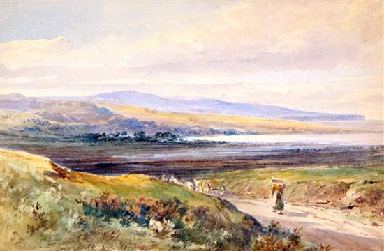 Harold Swanwick (1866-1929) Welsh coastal landscape, 2 similar scenes and 2 North African views, largest 7 x 10.5in., all unframed